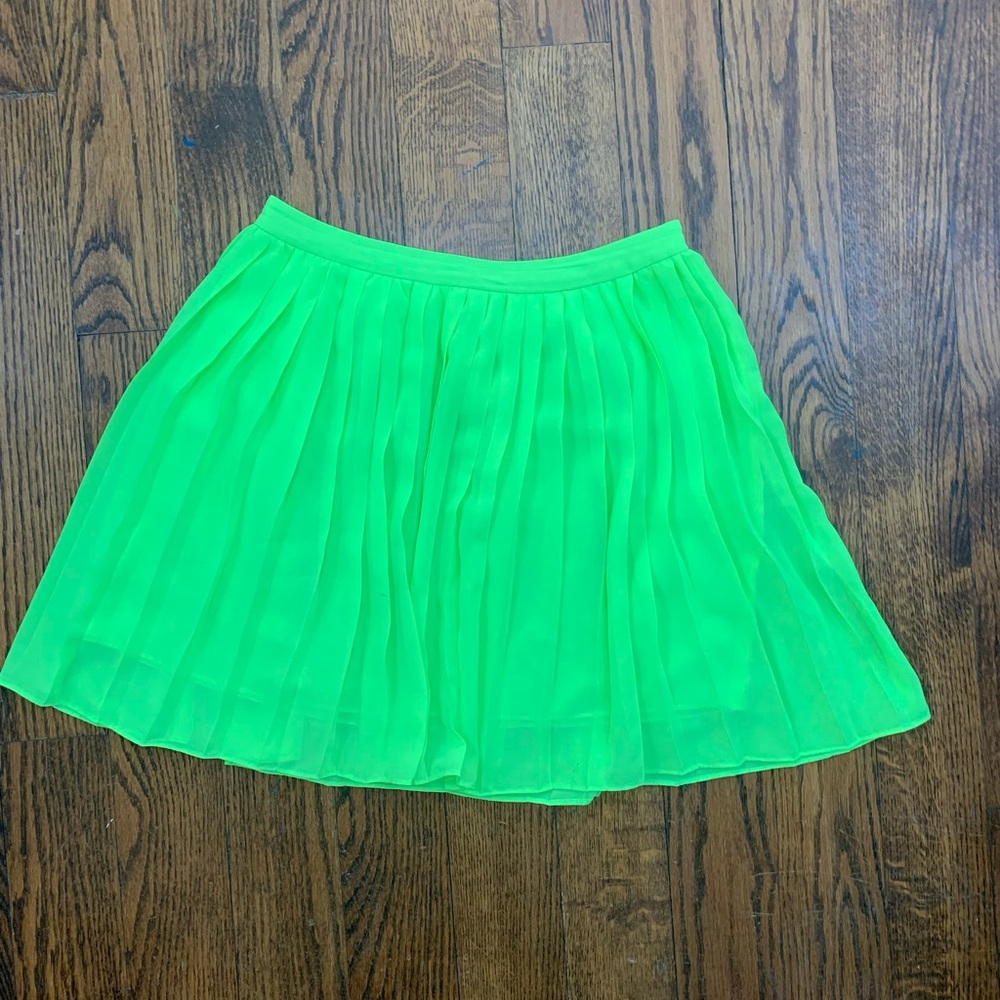 Neon Green Pleated Skirt
